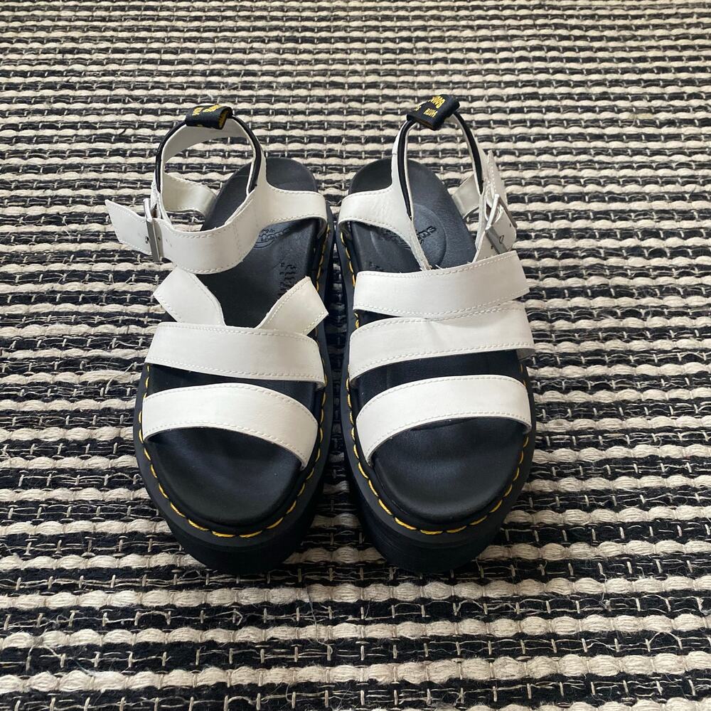 🌿Dr. Marten Womens Blaire Platform White Strappy Chunky Sole Sandals 9L